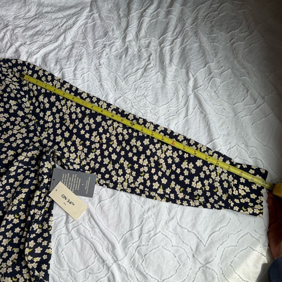 On 34th Floral Navy Yellow Flowers Button-Up Blouse - Picture 6 of 7